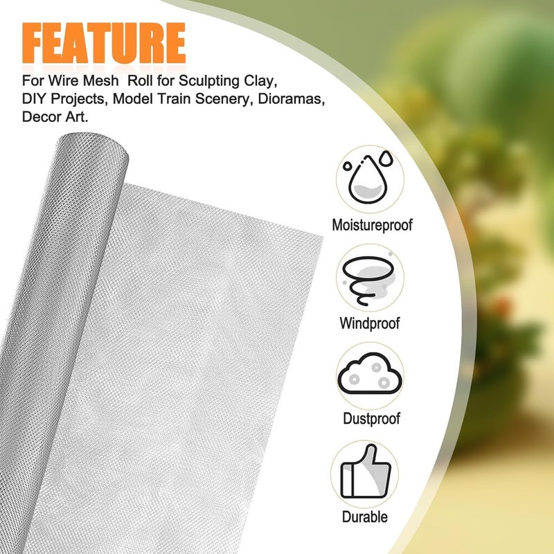 SOTEE Aluminum Wire Mesh Roll 15.7 Inch x 16.4 Foot for Sculpting Clay, Ideal for DIY Projects, Window Screen - Image 1